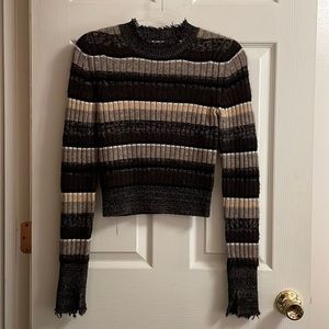Helmet Lang Ombré Rib Shrunken Crewneck Sweater